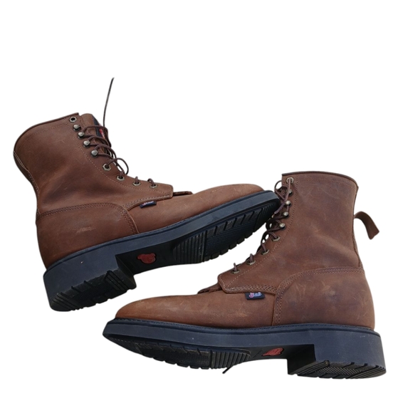 Justin Boots Men's Brown Leather Conductor Boots Sz 9M. MADE IN USA - Picture 3 of 10